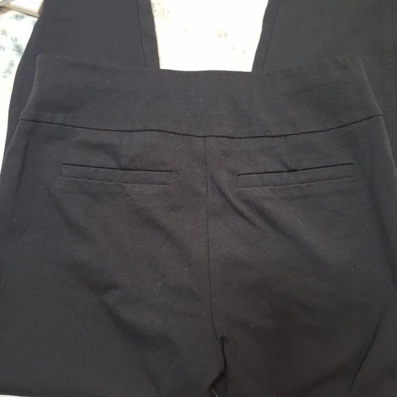 Dear Scarlett Pull On Black Stretch Trousers Lines Down Side With Ankle Slits - Picture 2 of 5